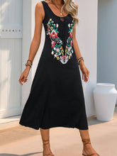 Perfee Tied Flower Printed Sleeveless Dress OutfitFlow